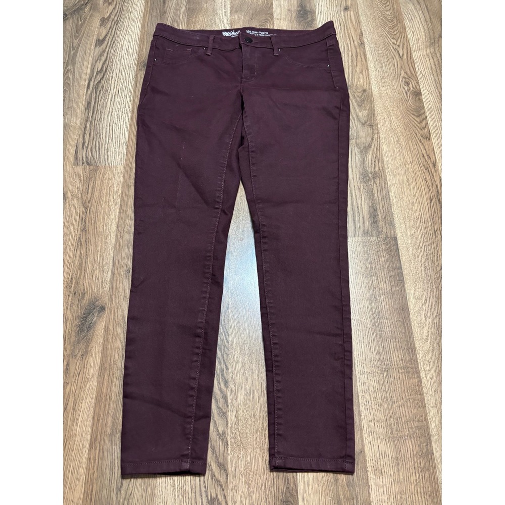Mossimo Mid-Rise Jegging Women Size 8/29 Burgundy Super Stretch Skinny Pants